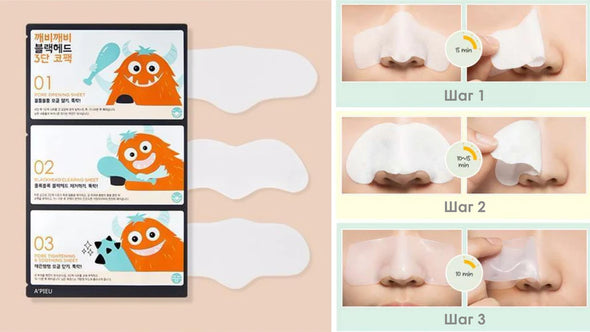 A'PIEU Goblin Blackhead 3-Step Nose Pack- ماسك للتخلص من الرؤوس السوداء